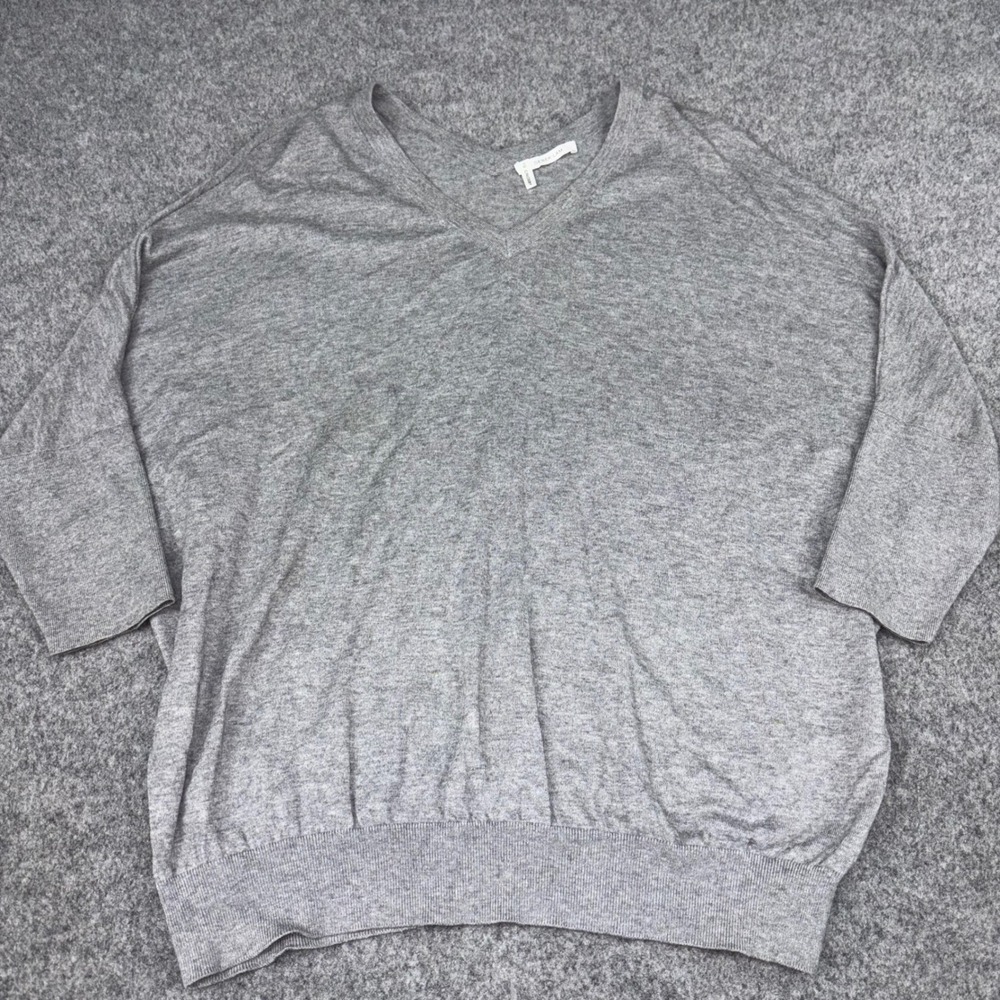 Derek Lam 10 Crosby Sweater Womens Medium Gray Cotton Cashmere V-Neck Knit Top